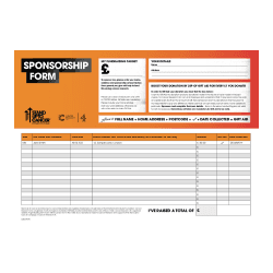 A standup to cancer sponsorship form.