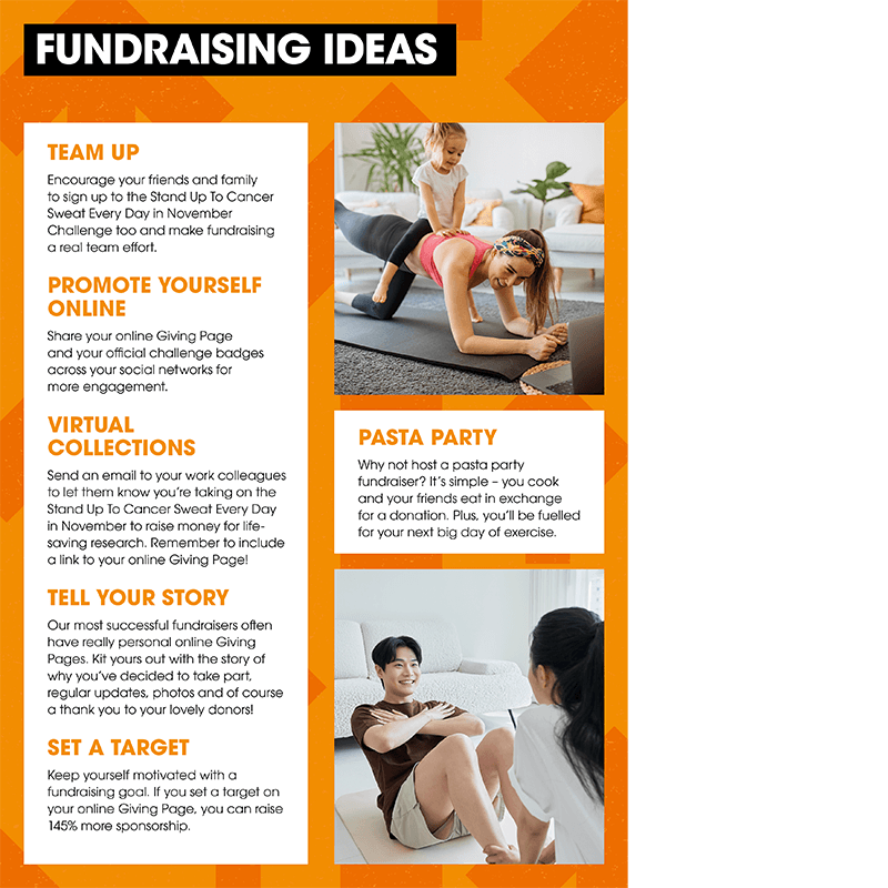 Sweat Challenge fundraising pack page thumbnail - fundraising ideas.