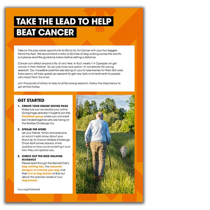 SU2C April Walkies Challenge fundraising pack page 2 thumbnail.