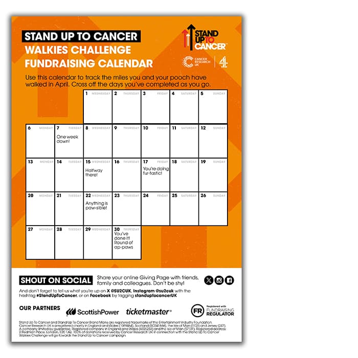 SU2C April Walkies Challenge fundraising pack thumbnail page 7.