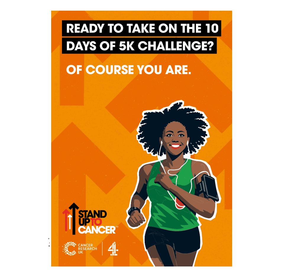 Front cover of the fundraising pack with an illustration of a runner on it.